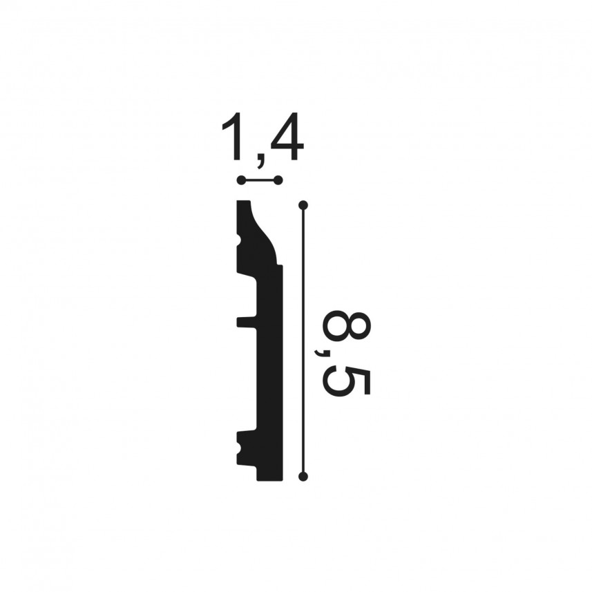 Listwa przypodłogowa SX172 Orac Decor - 200 x 8,5 x 1,4 cm - przekrój