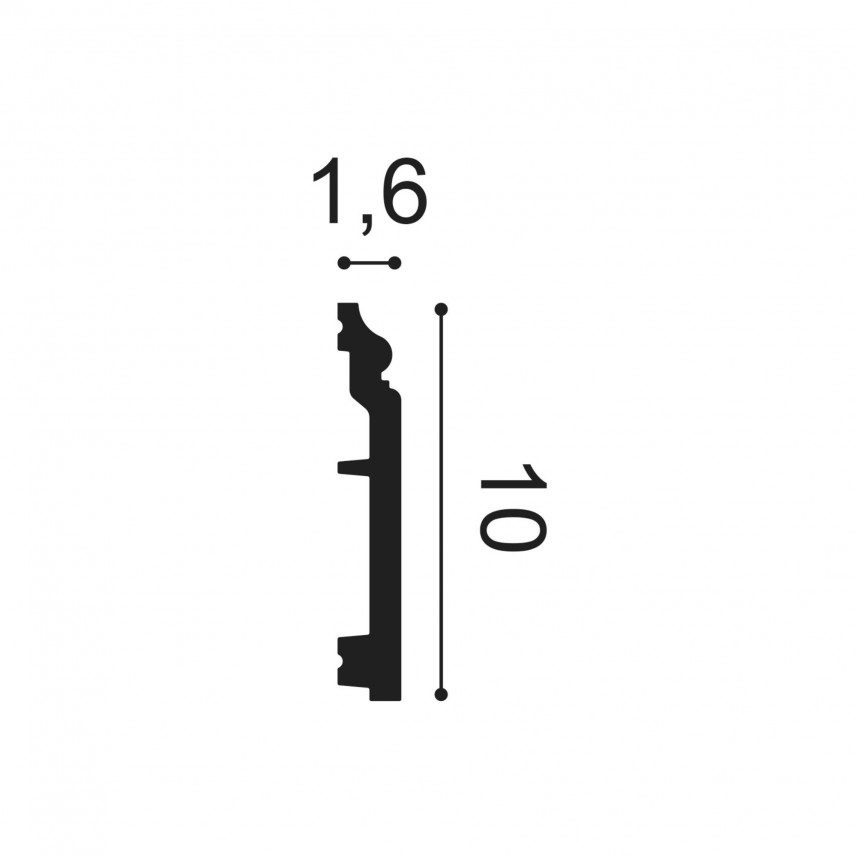 Listwa przypodłogowa SX173 Orac Decor - 200 x 10 x 1,6 cm - przekrój