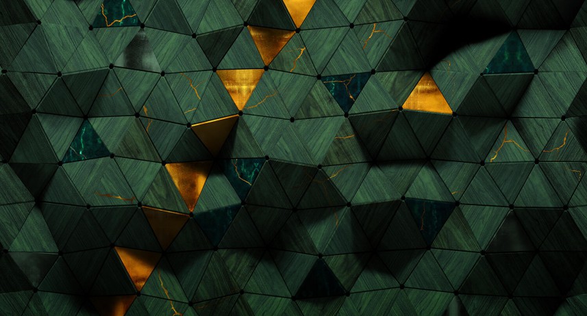 Fototapeta ścienna Wall of Madu Green Metallic Gold - w tonacji zielonej