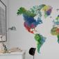 fototapeta ścienna z kolorową mapą świata-aranżacja