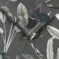 tapeta ścienna w orientalne ptaki - zbliżenie - czarny i szary - Genesis 111718